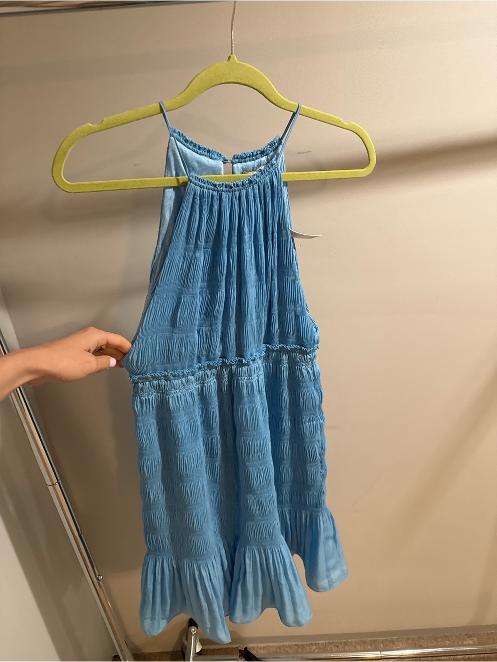 Rebecca Taylor NWT Blue Textured Halter Sundress